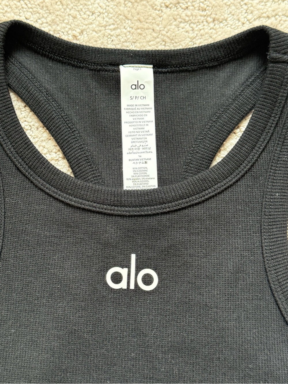 ALO Yoga Black Ribbed High-Neck Crop Tank - Picture 7 of 7